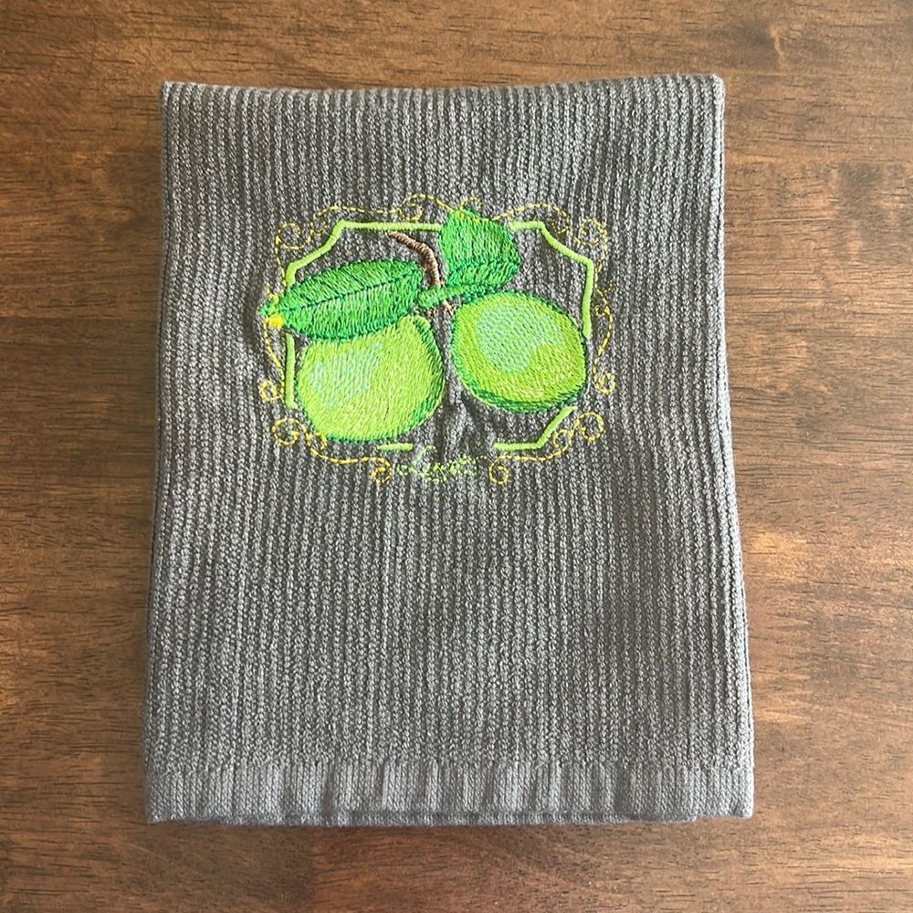Pair of Gray Cotton Limes Oranges Kitchen BarMops 18” by 16”